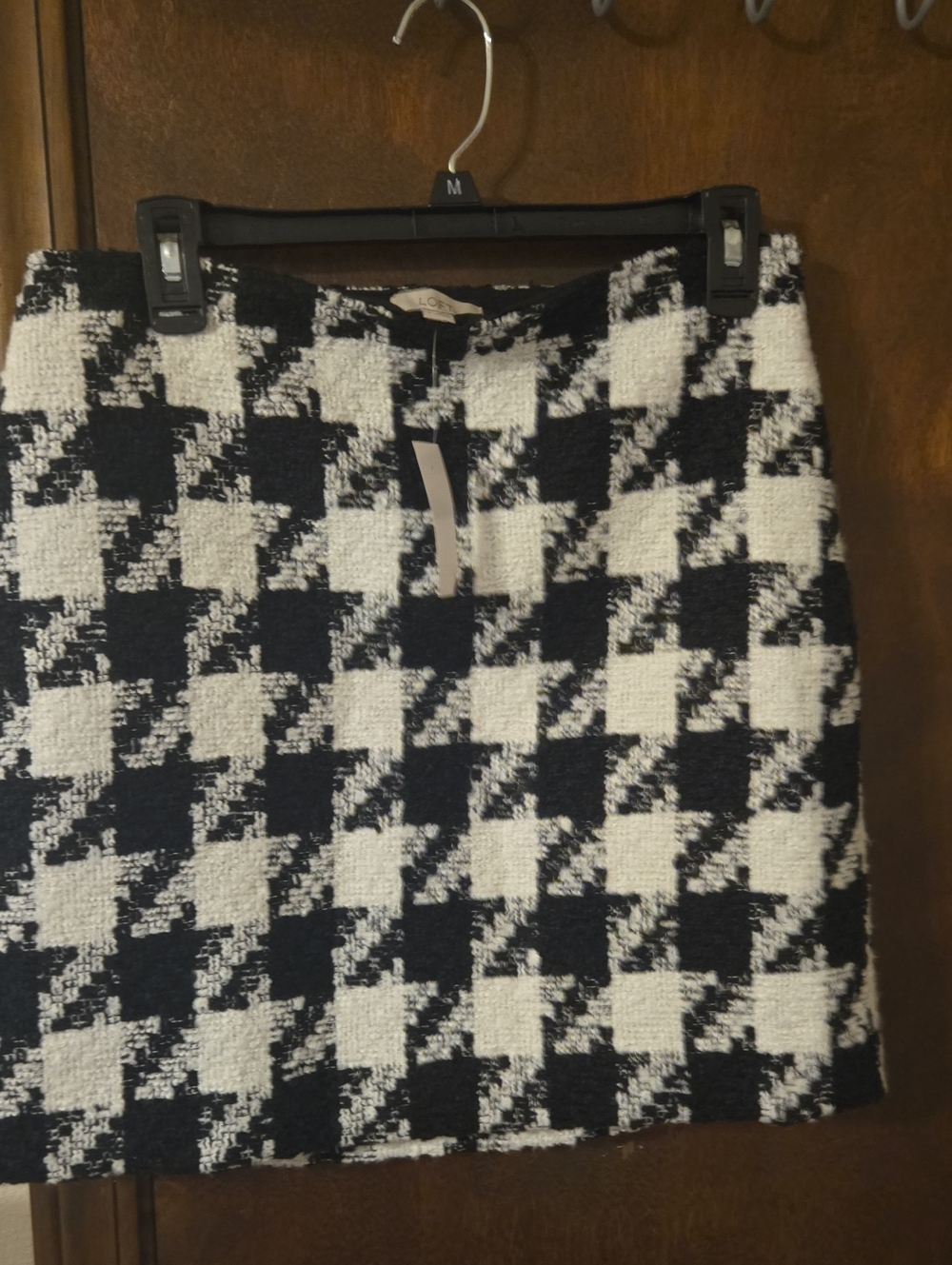 LOFT Black & White Houndstooth Mini Skirt
